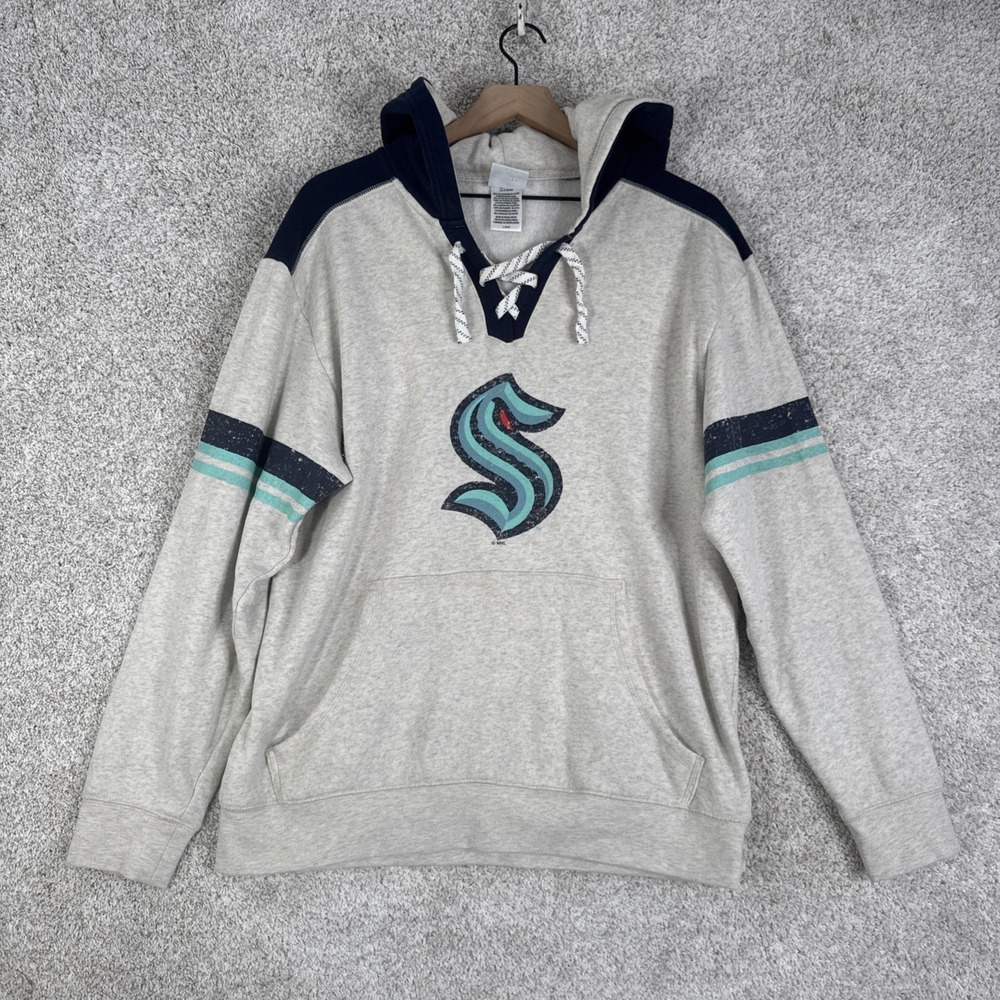 NHL Gray Pullover Hoodie with Teal & Navy Accent